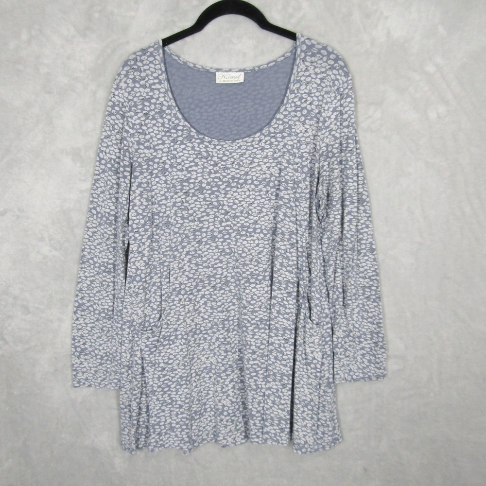 Komil Long Sleeve Floral Print Tunic Top Women's Size Large Made in India
